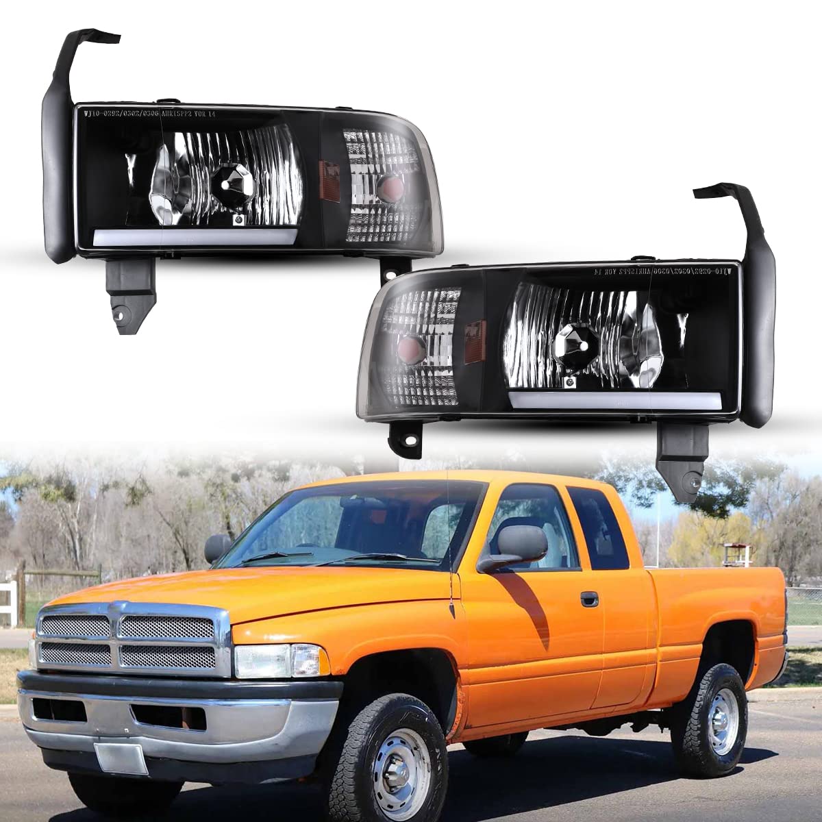 Nixon Offroad LED Headlights for Dodge Ram 1500/2500/3500 (1994-2002) - High/Low Beam Projector Headlight Assembly with DRL & Turn Signal - 1 Pair Matte Black Housing & Clear Lens - Perfect for Off-Roading, Night Driving & Truck Upgrades