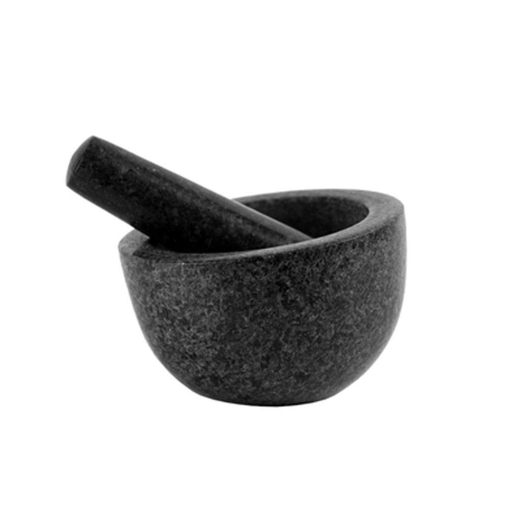 Premium Granite Mortar and Pestle Set - Unpolished Heavy Duty Stone for Crushing, Grinding & Mashing Garlic, Herbs, Spices - Natural Black Kitchen Tool for Cooking, Baking & Meal Prep - Perfect for Guacamole, Pesto & Spice Blends