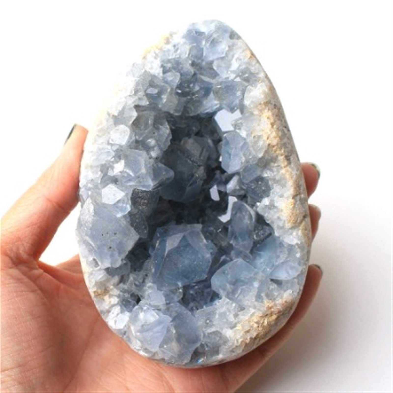 INAIVU Madagascar Natural Celestite Druzy Crystal Specimen - Sky Blue Geode (30-200g) for Home Decor, Meditation & Healing | Perfect for Crystal Collections, Office Desk & Gift Giving
