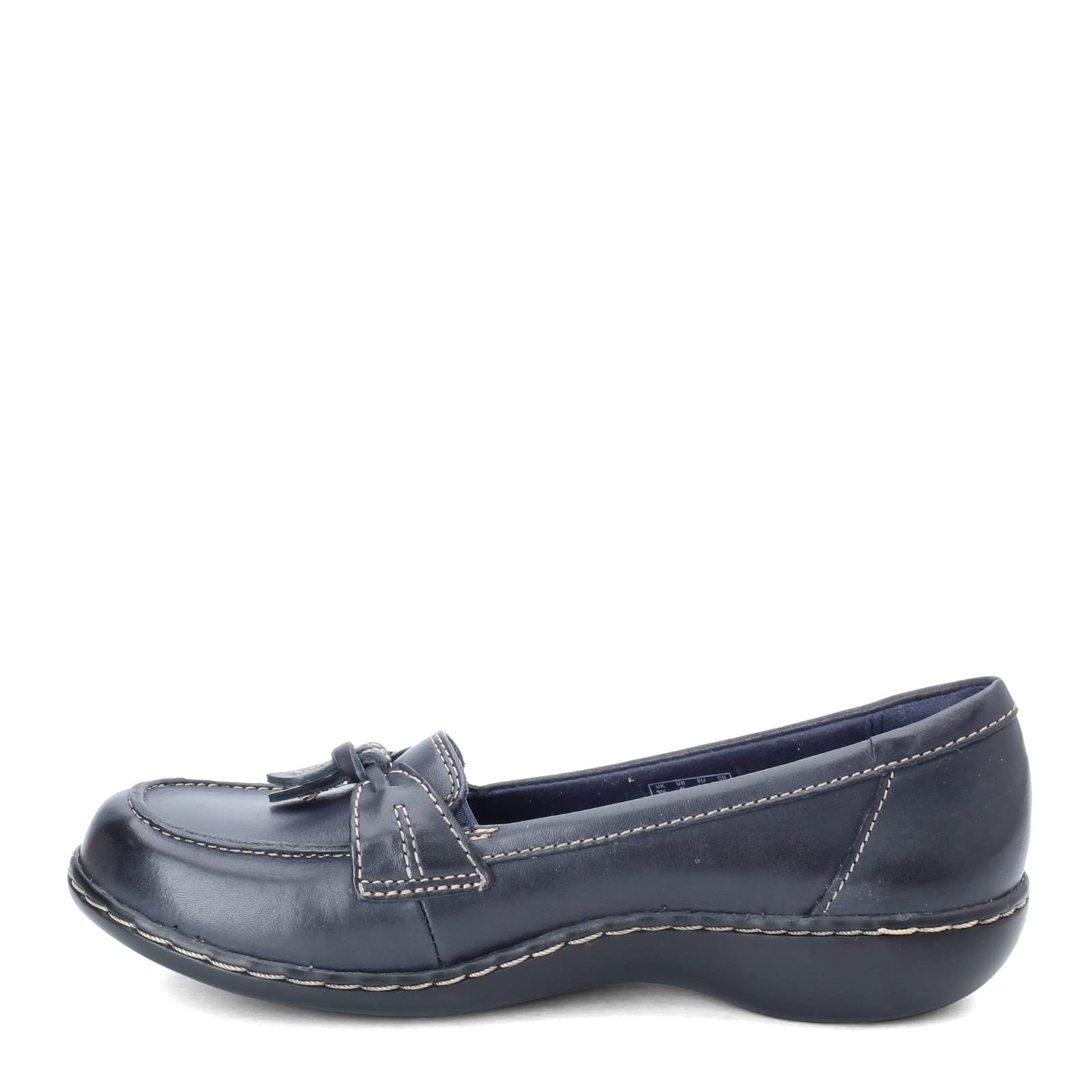 Clarks Women's Ashland Bubble Slip-On Loafers - Navy, 9.5 X-Wide US - Comfortable Casual Shoes for Work & Travel
