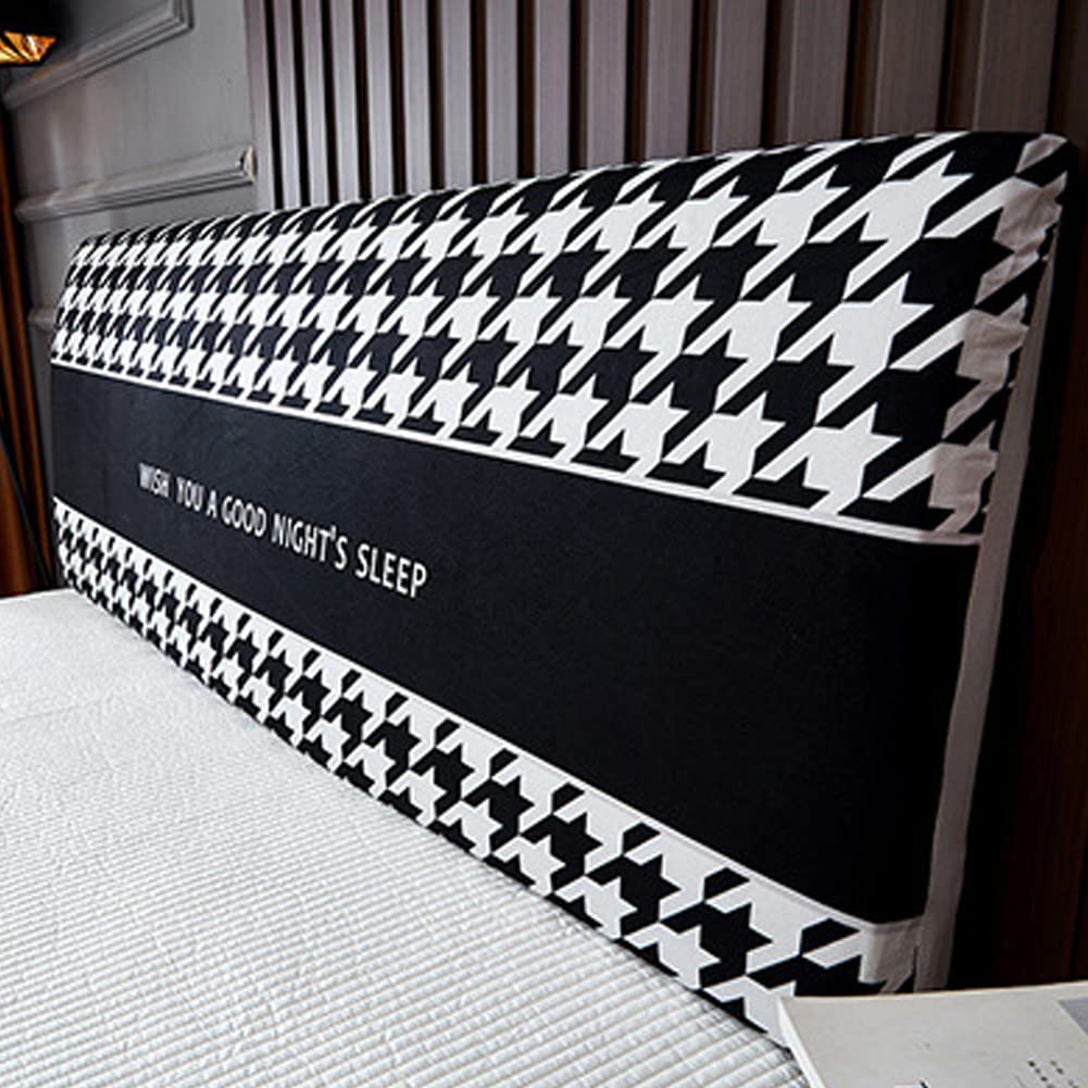 WAYUTO Velvet Headboard Slipcover - Full/Queen/King Size Dustproof Bed Headboard Protector - Soft Houndstooth Design (27.5
