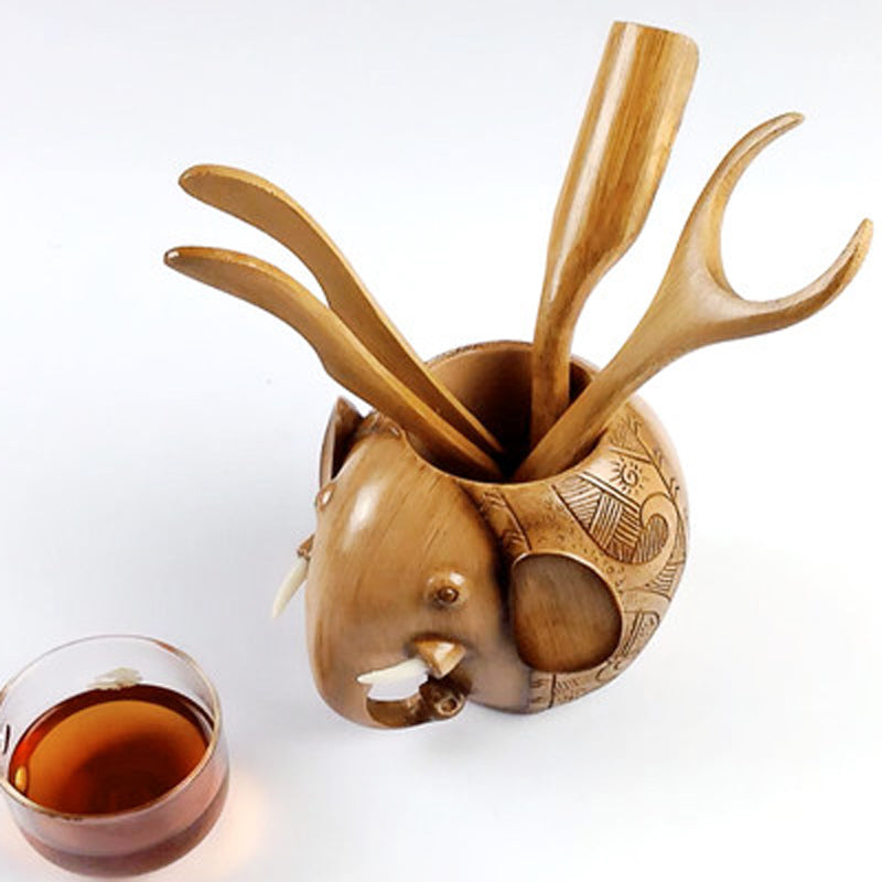 Elephant Tea Set - 6-Piece Ceramic Tea Infuser & Cup Set with Elephant Design, Perfect for Loose Leaf Tea, Home, Office, or Gift Giving