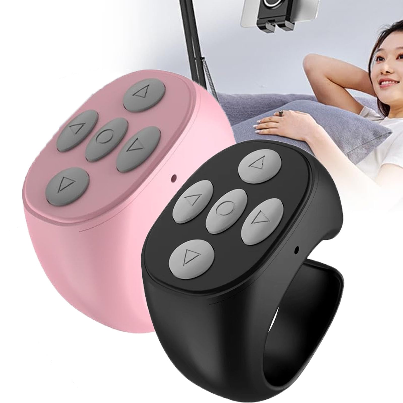 Wireless Bluetooth Page Turner Remote Control for Phone Tablet Camera - Fingertip Presentation Clicker for Teachers, Presenters & Photographers (Black) - Perfect for Online Meetings, Slideshows & Hands-Free Photography