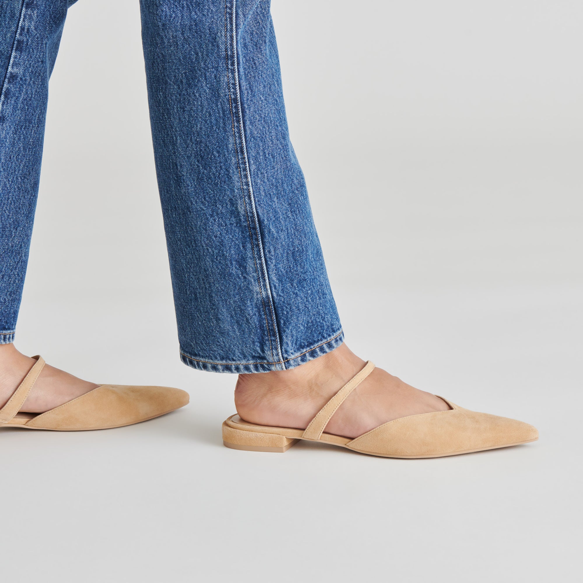 KANIKA Women's Tan Suede Flats - Comfortable Casual Shoes for Work, Office, and Everyday Wear