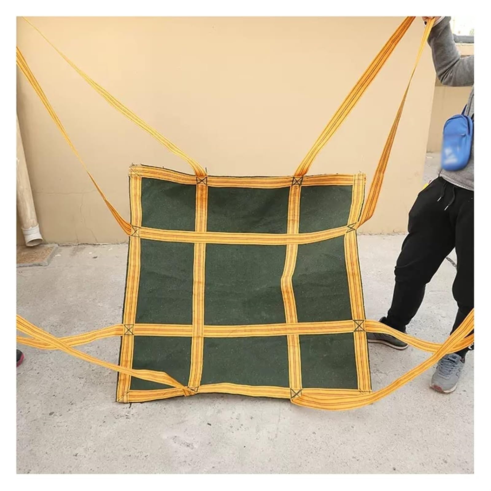 Heavy Duty Canvas Lifting Net - 1.5-2Ton Capacity Nylon Sling Bag, Reusable Crane Pallet Cargo Net for Forklift & Hoisting (120x120cm) - Ideal for Construction, Warehouse Loading & Industrial Material Handling