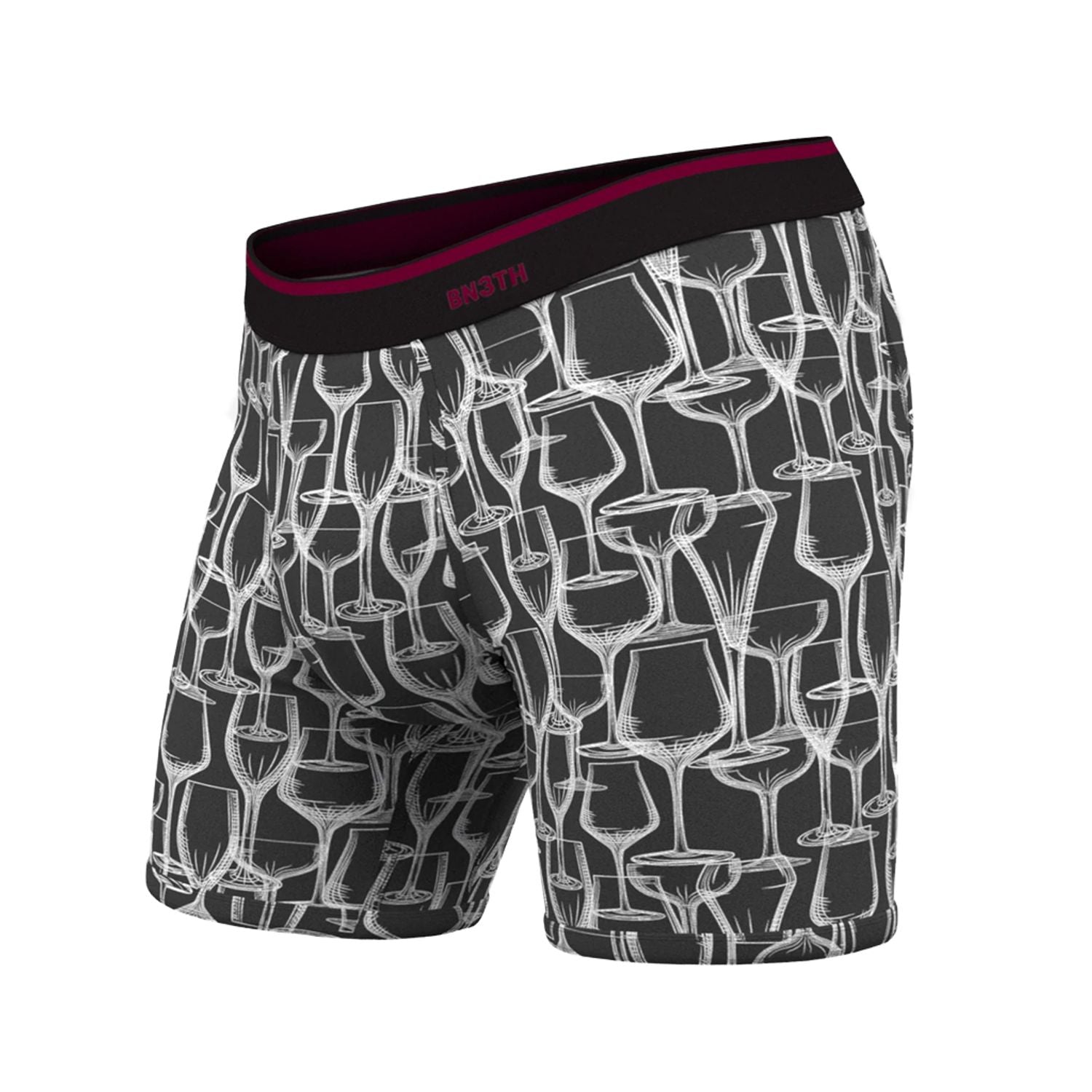 BN3TH Men's Boxer Briefs - Soft Breathable Underwear for Comfort & Support - Perfect for Workout, Travel & Everyday Wear - Wine Tasting Color