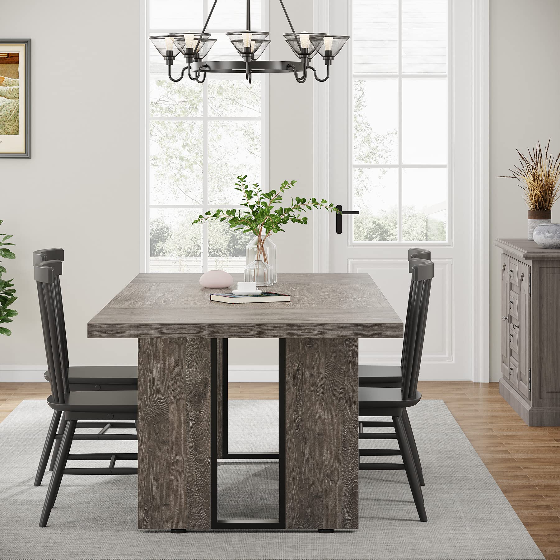 Tribesigns 71 Inch Large Dining Table for 6-8 People, Rustic Farmhouse Style Rectangular Kitchen Table, Solid Wood Dining Room Table for Family Gatherings, Dinner Parties & Home Decor