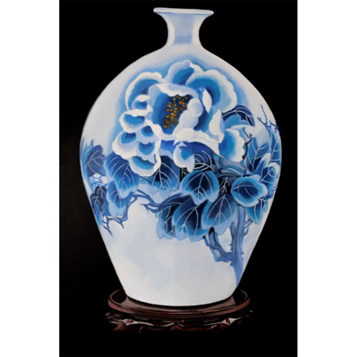 Chinese Vase Oil Painting on Canvas - Oriental Theme Wall Art for Living Room, Bedroom & Office Decor