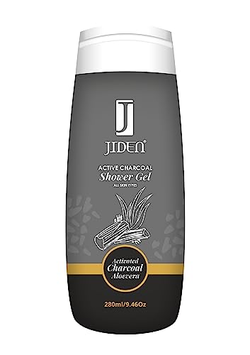 JIDEN Active Charcoal Shower Gel for Deep Cleansing & Detoxifying - 280ml - Refreshing Body Wash for Men & Women - Perfect for Post-Workout, Gym & Daily Use