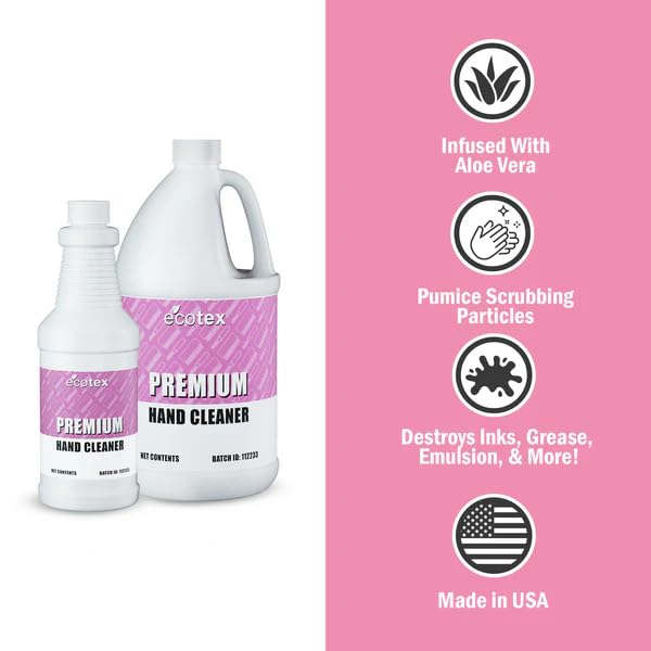 Ecotex® Premium Industrial Hand Cleaner for Screen Printing - 128 oz (1 Gallon) - Heavy-Duty Degreaser for Inks, Paints & Grease - Ideal for Print Shops, Garages & Workshops
