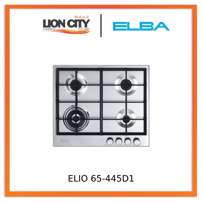 Elba ELIO65 445 60cm 4 Burners Built-In Gas Hob - Stainless Steel Cooktop for Modern Kitchens, Perfect for Home Cooking & Entertaining