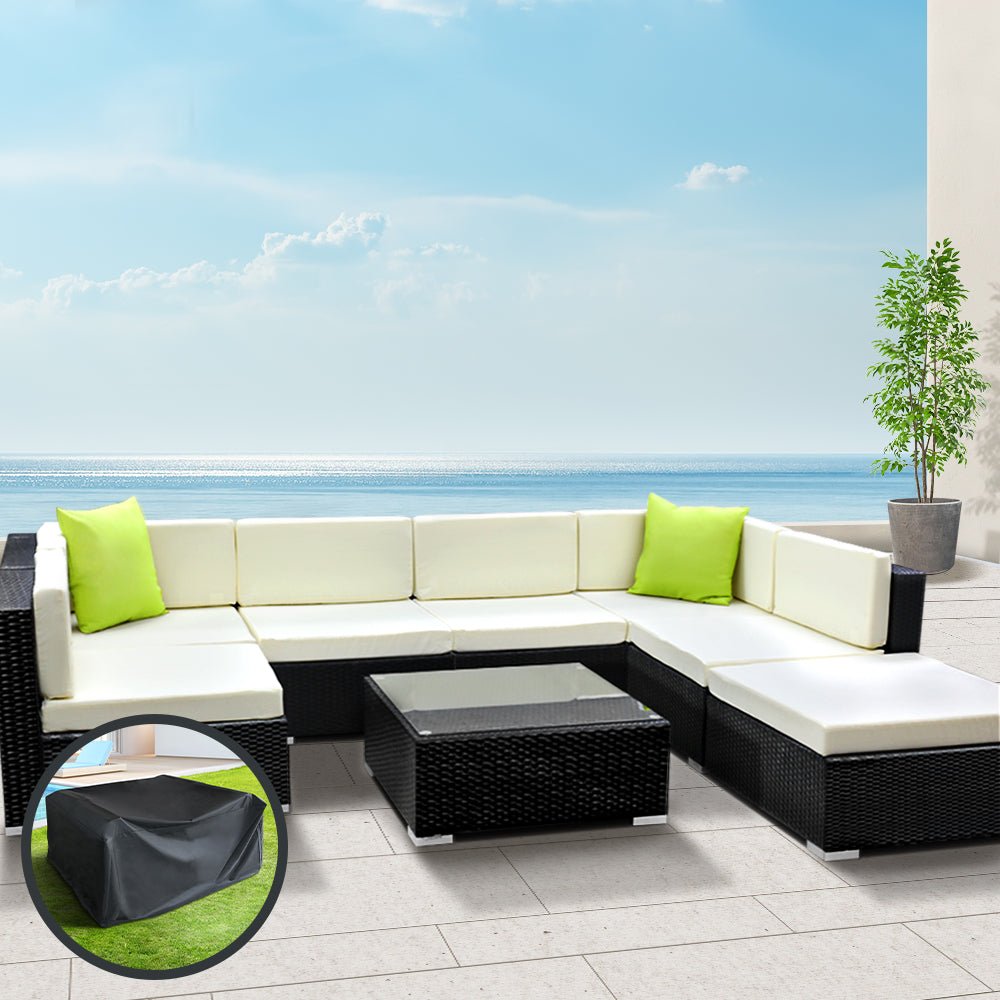 8-Piece Outdoor Wicker Sofa Set with Cushions - Patio Furniture for Garden, Poolside, and Backyard Lounge