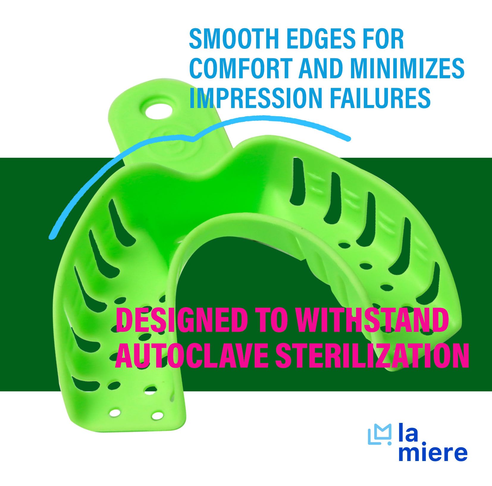 Autoclavable Perforated Dental Impression Trays Set - Anterior Lower (12-Pack, Size #10) for Accurate Dental Molds & Orthodontic Procedures