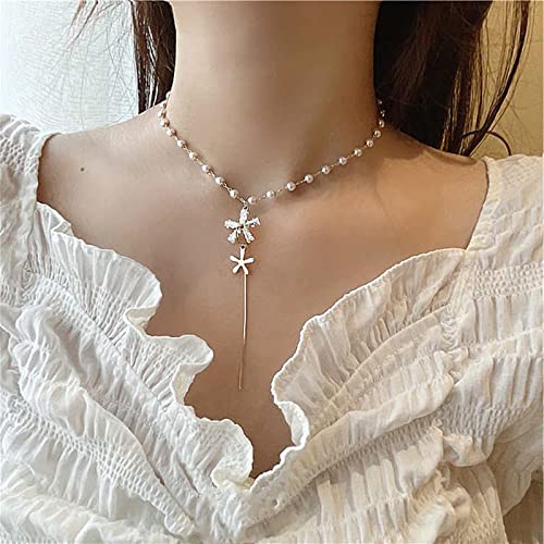 Elegant Star Choker Pearl Chain Necklace for Women & Teens | Trendy Y-Shaped Charm Jewelry | Perfect for Parties, Weddings & Everyday Wear