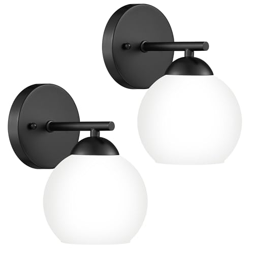 Black& Milk Glass - 1 light-2PC