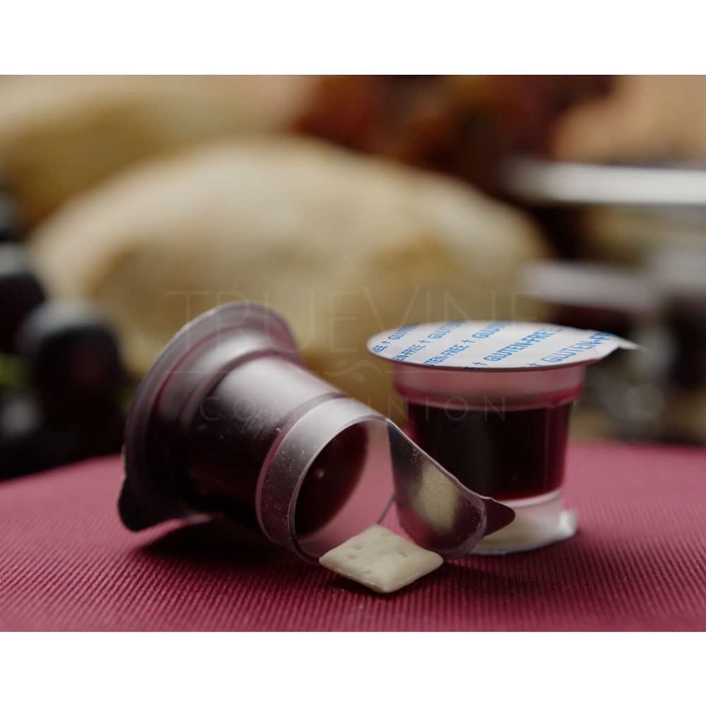 TrueVine Communion Cups and Wafer Set - 500 Count Prefilled with Gluten-Free Bread & Grape Juice - Leakproof Packaging for Easy Opening - Perfect for First Communion, Church Services, and Religious Ceremonies