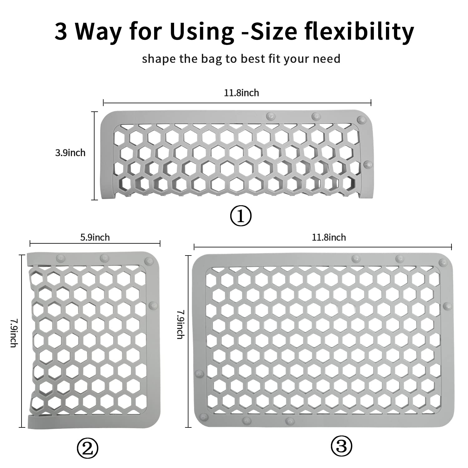 REVEX Silicone Dishwasher Basket for Baby Bottles, Pacifiers, Small Parts & Toy Accessories - Adjustable Size, Durable & Safe (Grey, 11.8