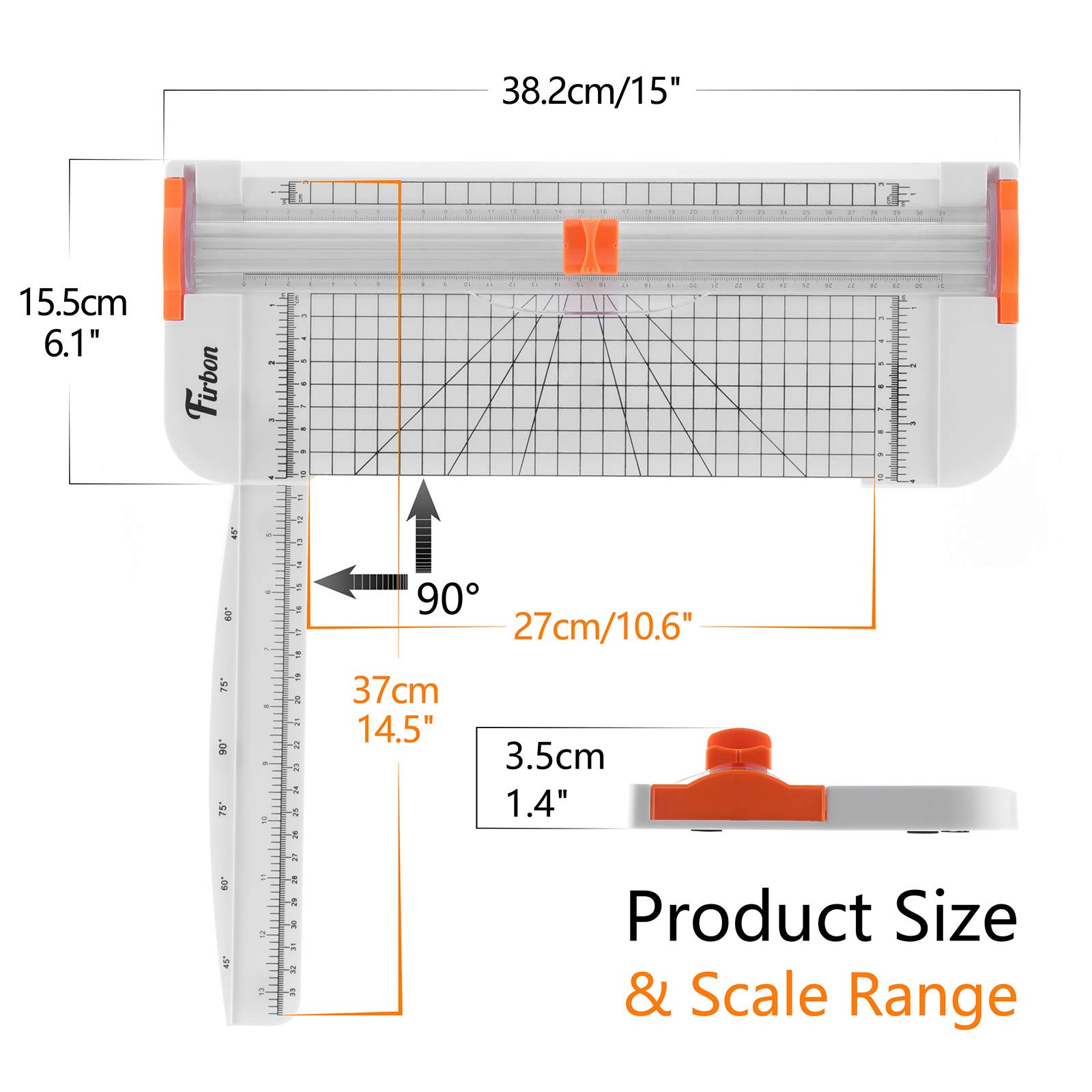 Firbon 12 Inch A4 Paper Cutter with 5 Replacement Blades - Precision Paper Trimmer with Side Ruler for Scrapbooking, Crafting, Coupons, Labels & Cardstock - Perfect for Home Office, School Projects & DIY Crafts