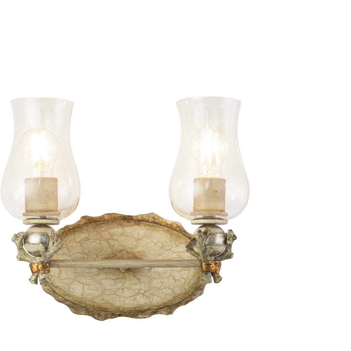 Lucas McKearn Trellis 2-Light Metal Bathroom Vanity Light in Neutral Cream/Silver - Modern Fixture for Bathroom, Powder Room, and Dressing Area Lighting