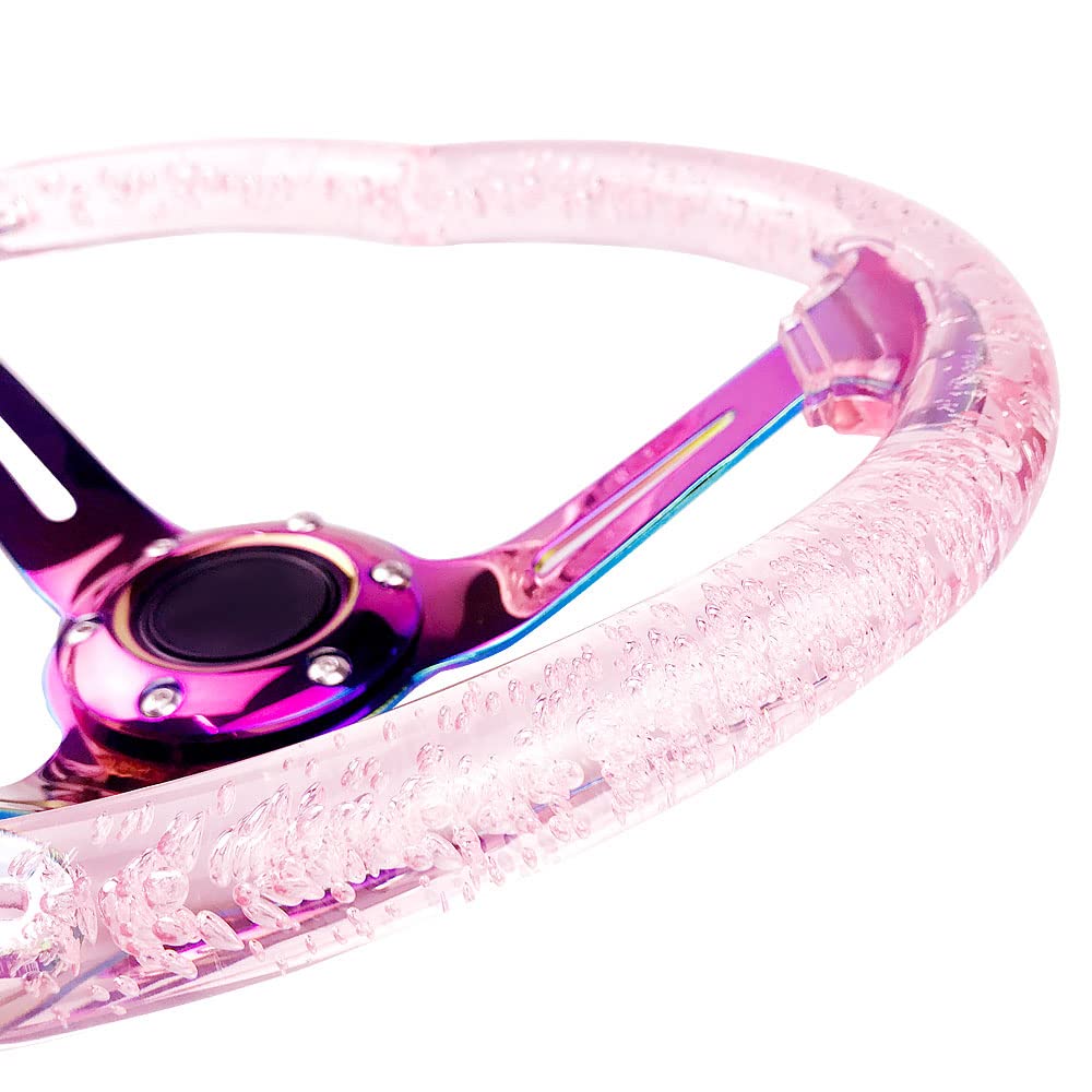 Universal Acrylic Racing Steering Wheel - Heart-Shaped Design, Fits Most Vehicles, Racing Cars, RZR & Club Car (Pink) | Perfect for Racing Enthusiasts & Custom Car Modifications