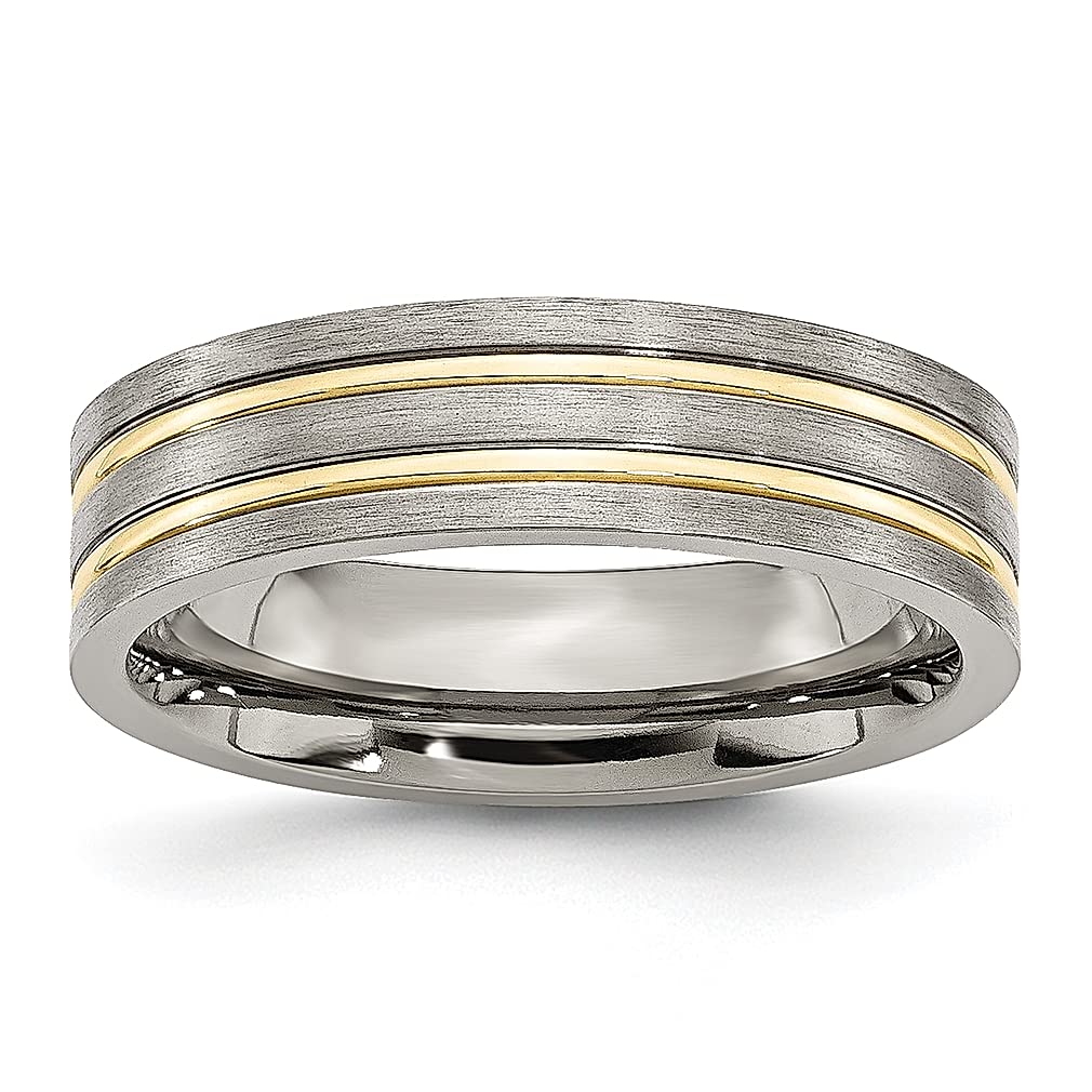 ICE CARATS Titanium Yellow 6mm Band Ring for Men - Durable Wedding Ring, Fashion Jewelry & Perfect Gift for Dad, Husband - Ideal for Anniversaries, Engagements & Special Occasions