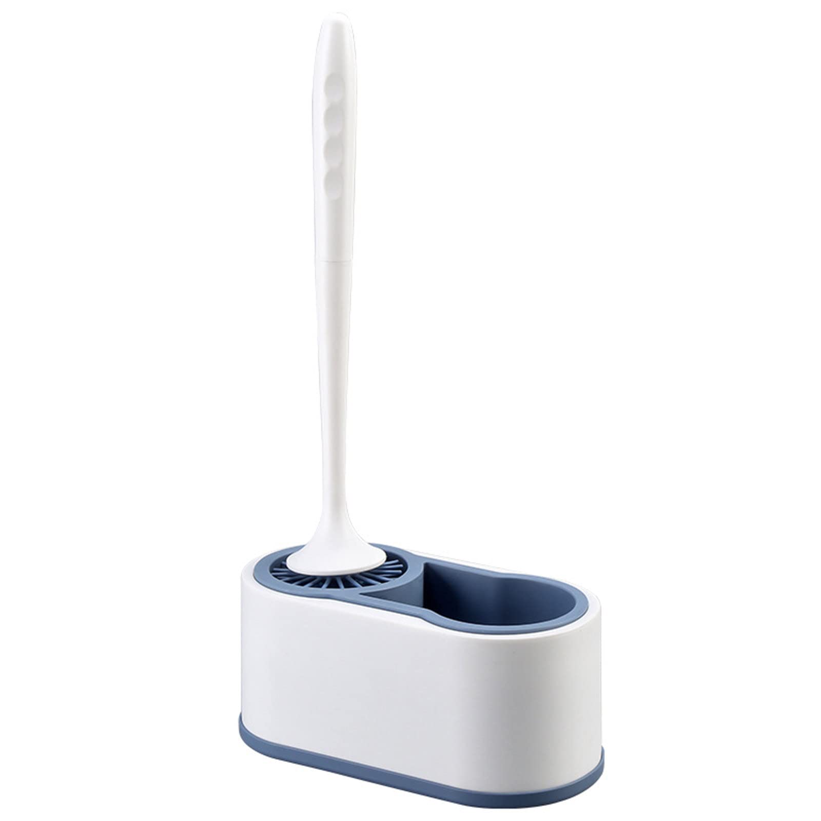 **Leak-Proof Silicone Toilet Brush Set with Quick-Drying Holder - Flexible Soft Bristles, Flat Head Design, Non-Slip Base (Blue) - Ideal for Bathroom Cleaning & Hygiene Maintenance**