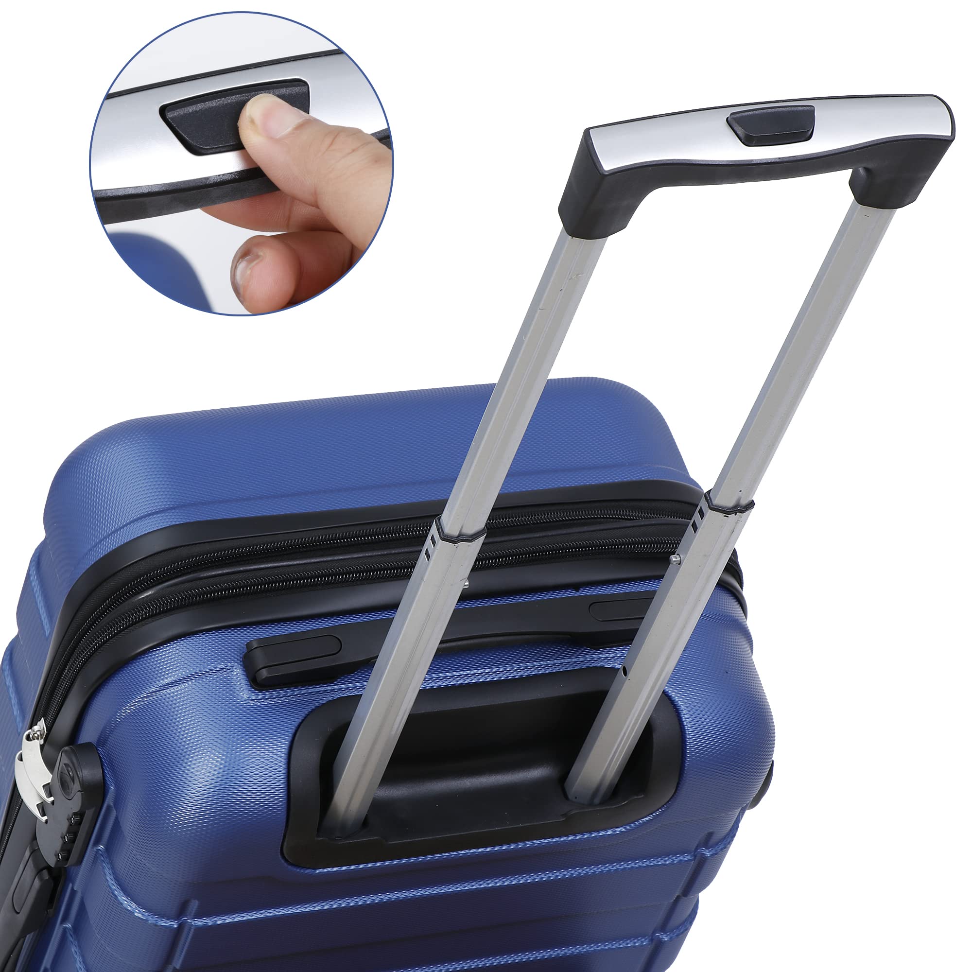 HomGarden 21 Inch Expandable Hardside Carry-On Luggage with Spinner Wheels & TSA Lock - Lightweight Suitcase for Air Travel, Business Trips & Weekend Getaways (Navy Blue)