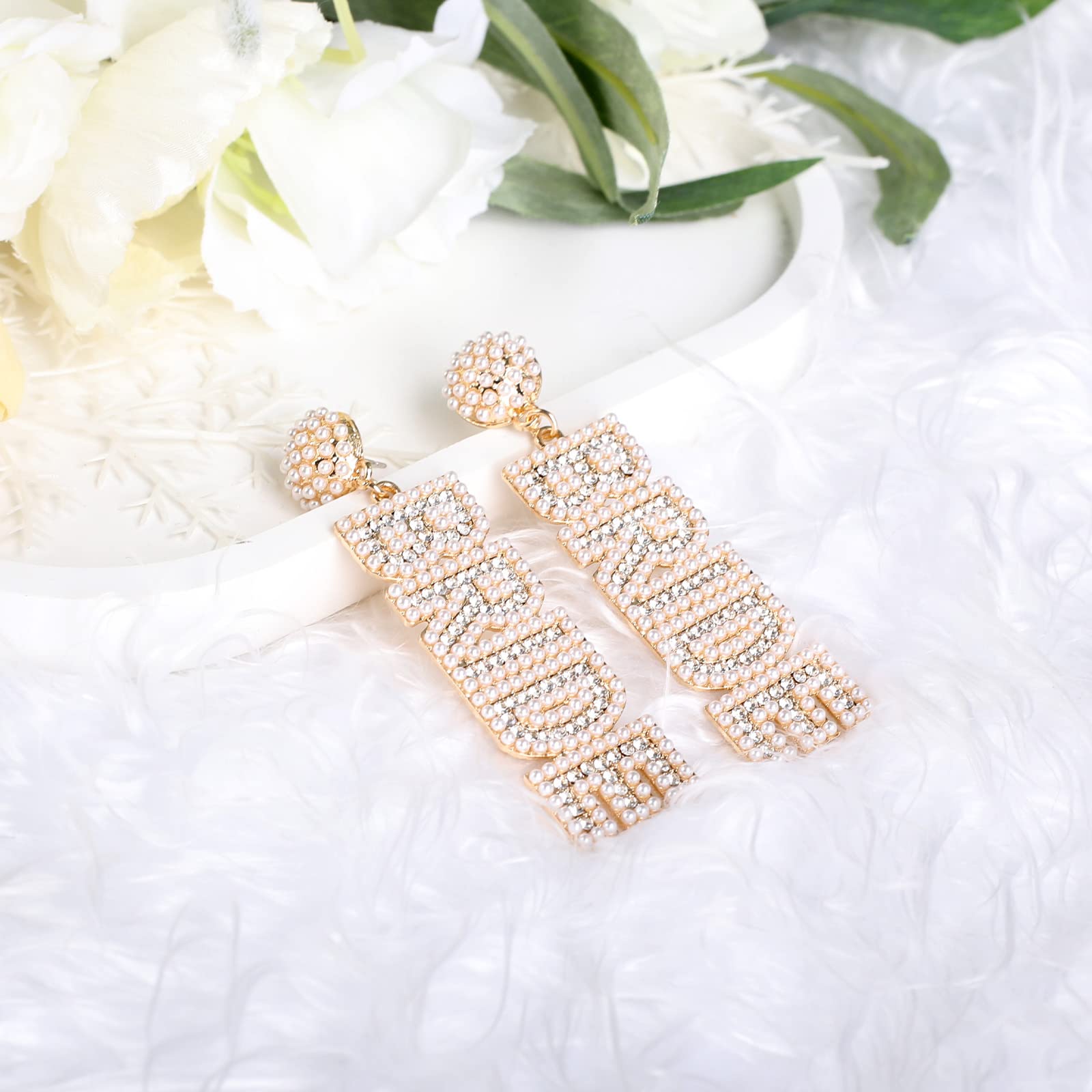 Bride Earrings - Elegant Beaded Wedding Jewelry for Bridesmaids, Bachelorette Party & Bridal Accessories | Perfect Gift for Bride to Be, Wedding Day & Special Occasions