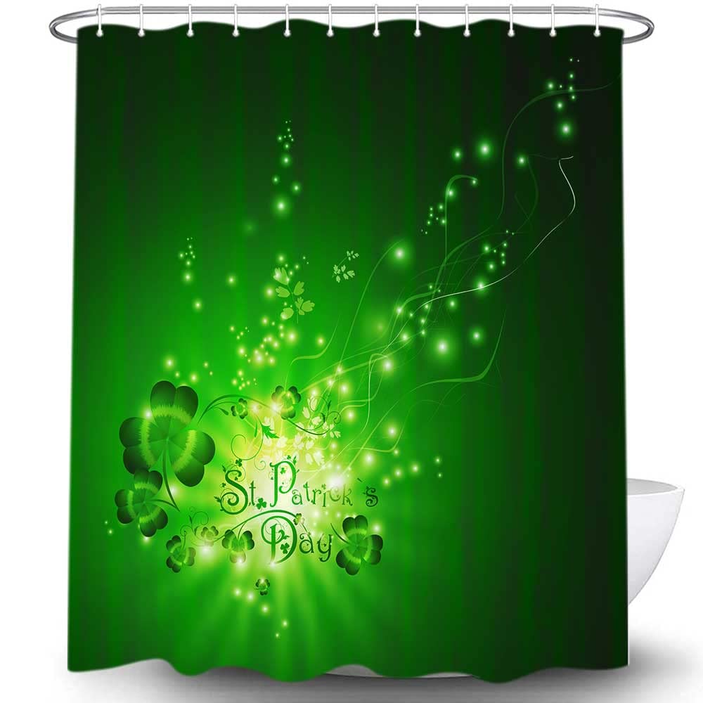 St. Patrick's Day Shower Curtain - Waterproof Polyester Fabric with Shamrock Design, Green Magic Backdrop Bathroom Decor (70x70 Inches) - Perfect for St. Patrick's Day Parties, Irish-Themed Bathrooms & Holiday Home Decor