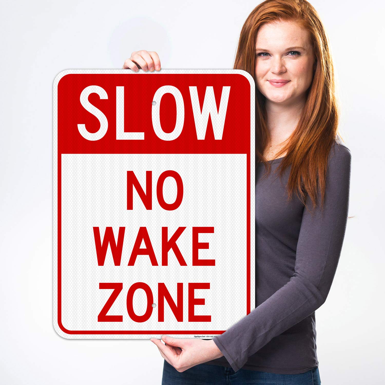 No Wake Zone Sign - 18x24 Inches, 3M EGP Reflective .080 Aluminum, Fade Resistant & Easy Mounting - Made in USA for Indoor/Outdoor Use - Perfect for Lakes, Docks & Marine Safety