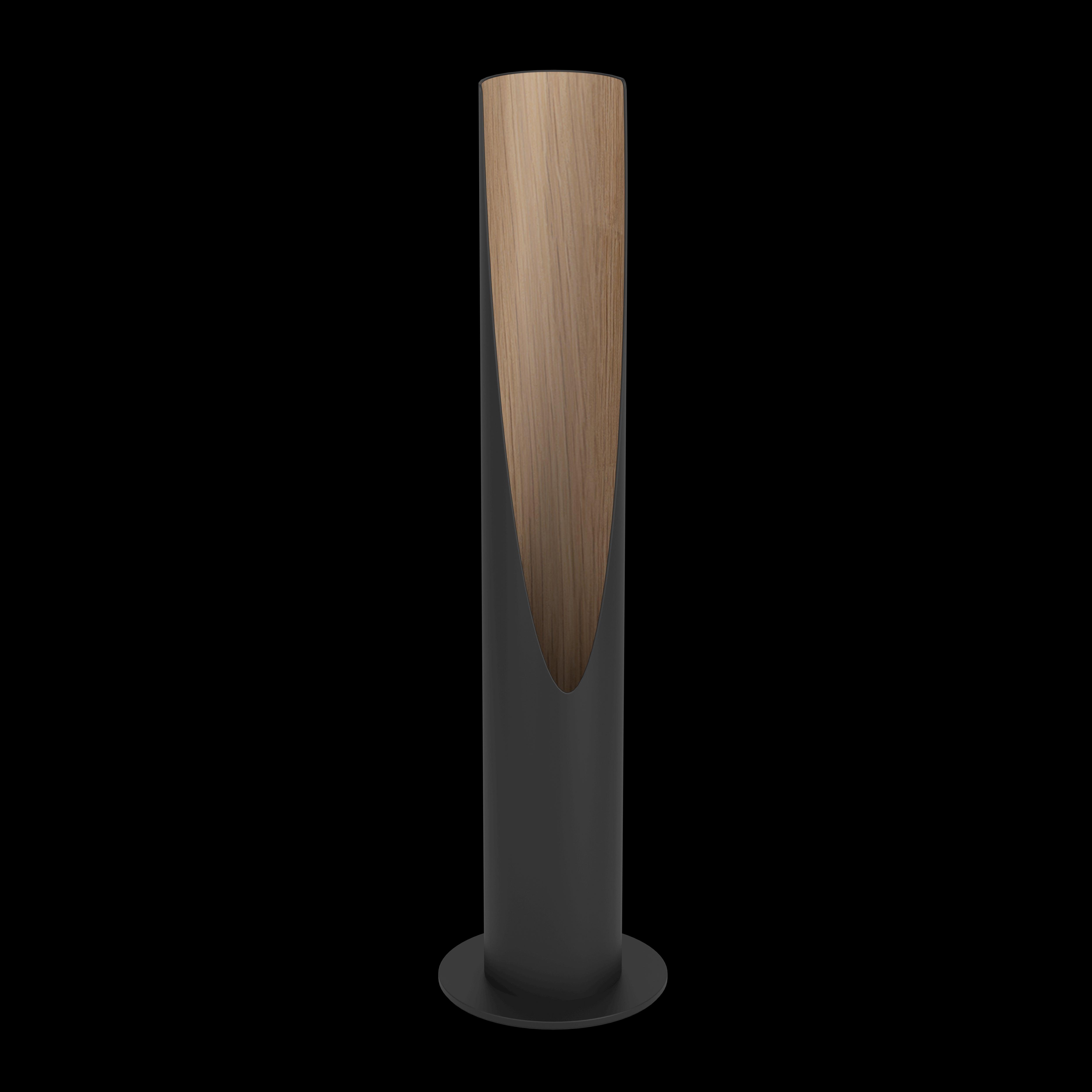 Eglo Barbotto Modern Table Lamp - Black Tubular Metal & Wood Veneer Design for Living Room, Bedroom, or Office Lighting