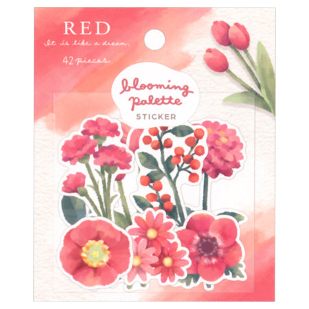 Blooming Palette Flake Sticker - Red Decorative Stickers for Scrapbooking, DIY Crafts, Journaling & Home Decor