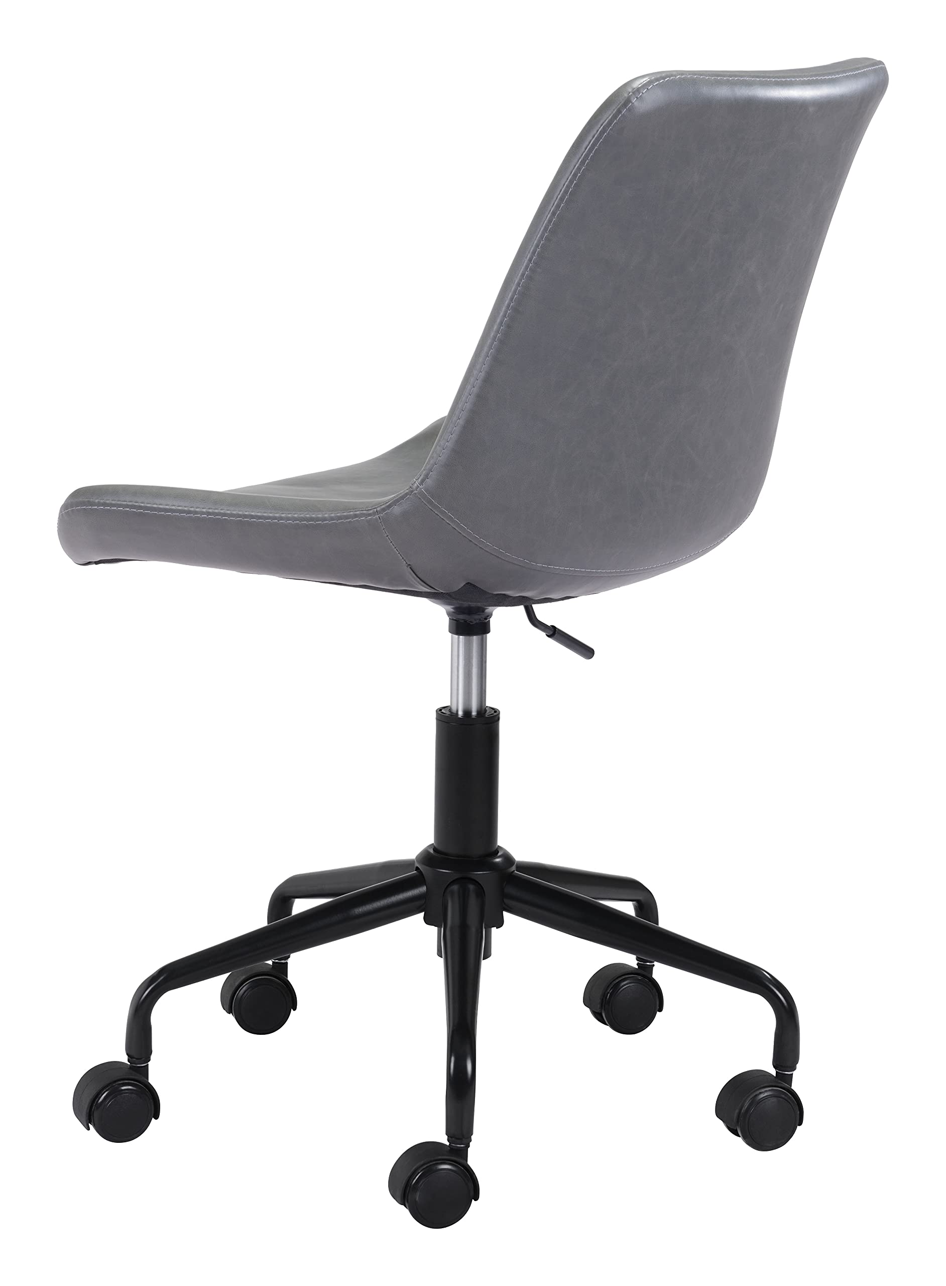 Zuo Byron Ergonomic Office Chair - Gray Mesh Back, Adjustable Height, Swivel & Rolling for Home & Office Workspace - Perfect for Long Hours Sitting & Computer Work