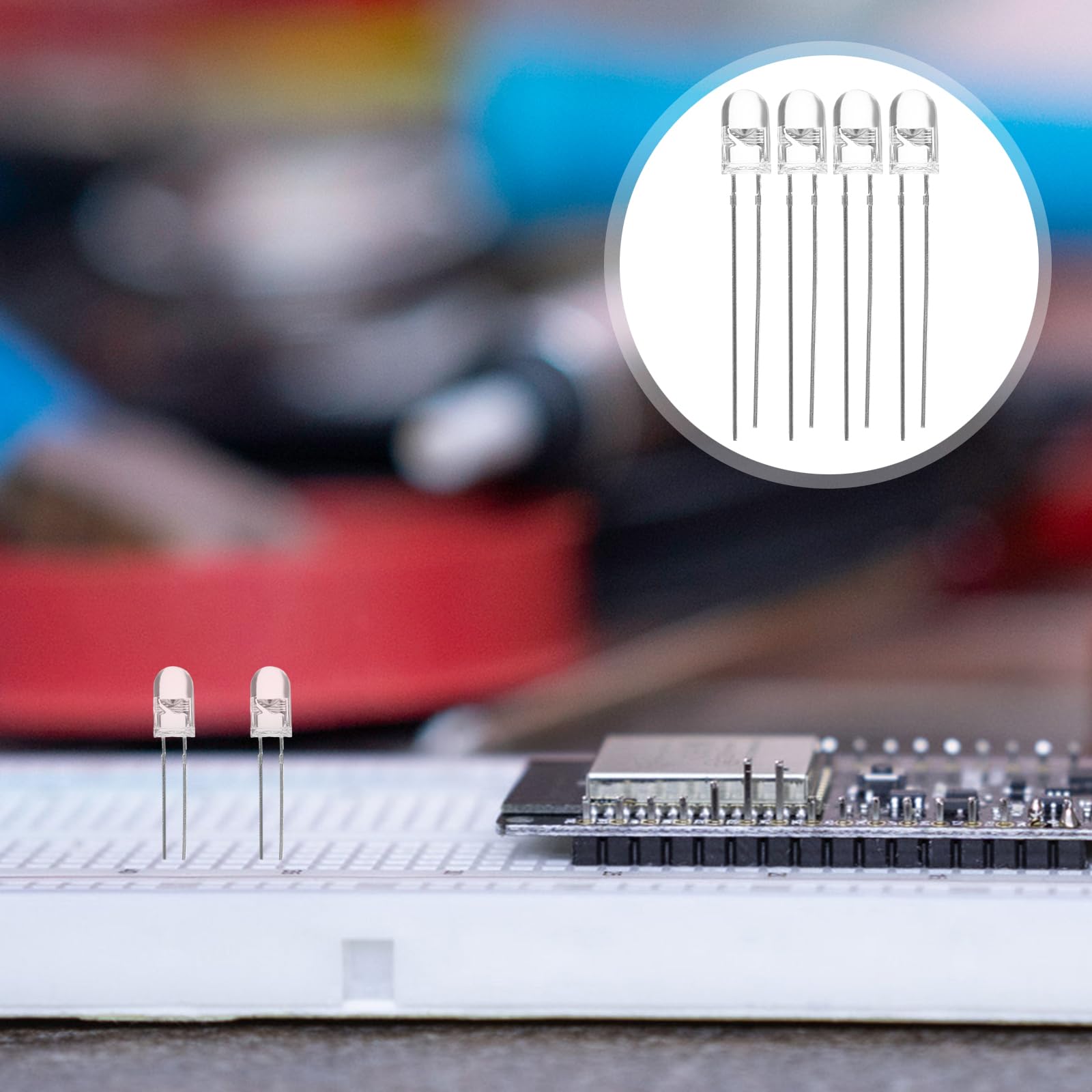SAFIGLE 30 Pcs 10mm UV LED Diodes - 400nm-405nm Purple Super Bright Emitting Diodes for DIY Electronics, Blacklight Effects, and UV Curing Projects