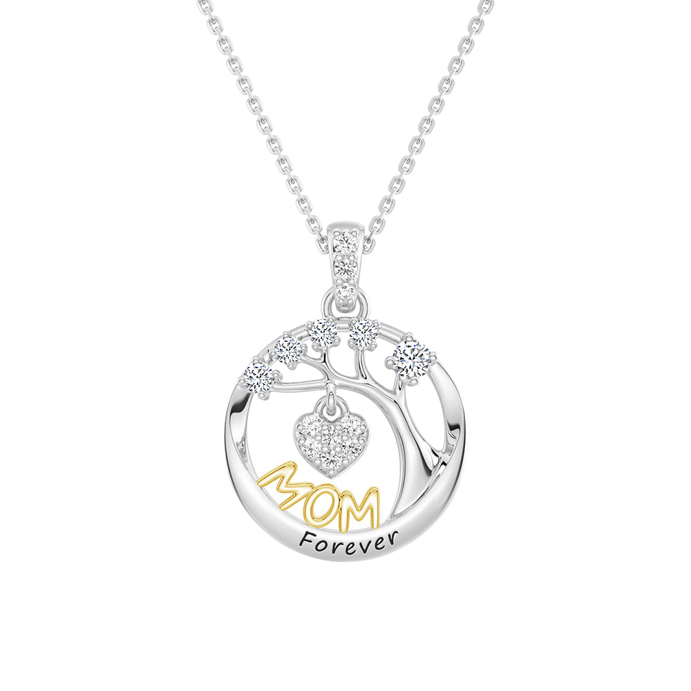 Personalized Birthstone Mom Necklace - Forever Tree of Life Pendant with Heart Charm | Meaningful Gift for Mother's Day, Birthday & Anniversary | Jewelry for Women