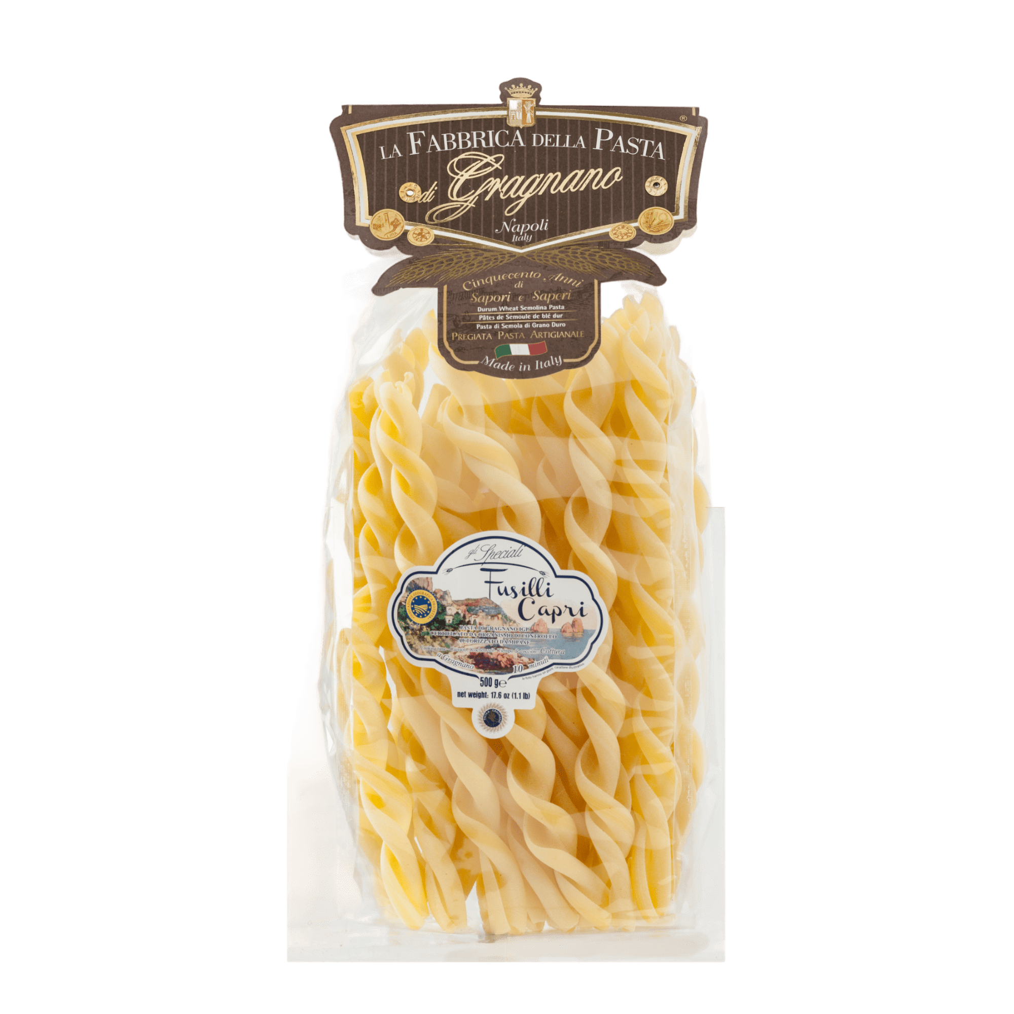 La Fabbrica della Pasta Fusilli Capri Pasta - Authentic Italian Pasta for Gourmet Meals, Pasta Salads & Family Dinners