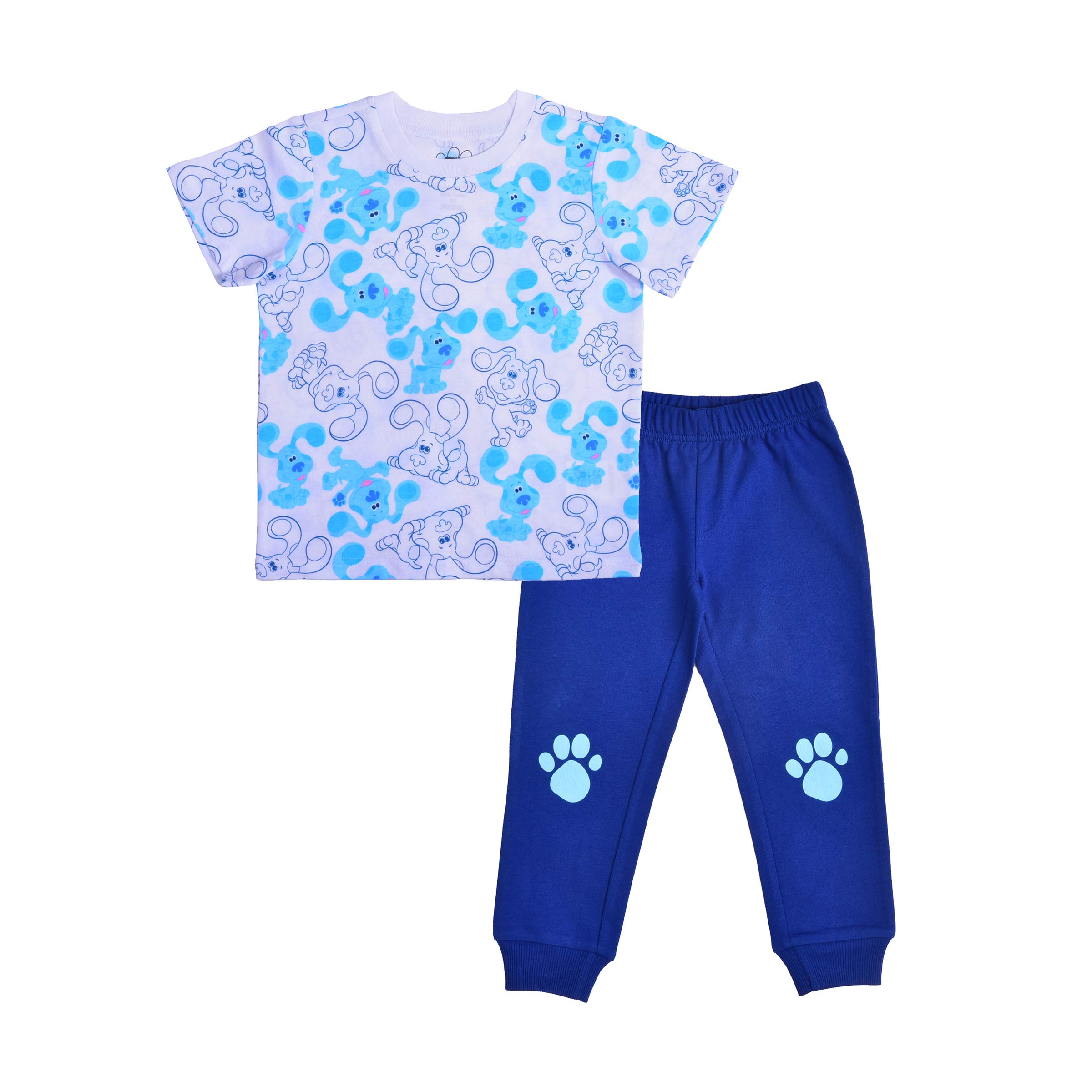 Nickelodeon Blues Clues Toddler Boys Outfit Set - Grey Blue White Cotton T-Shirt & Jogger Pants for Playtime, Daycare & Casual Wear