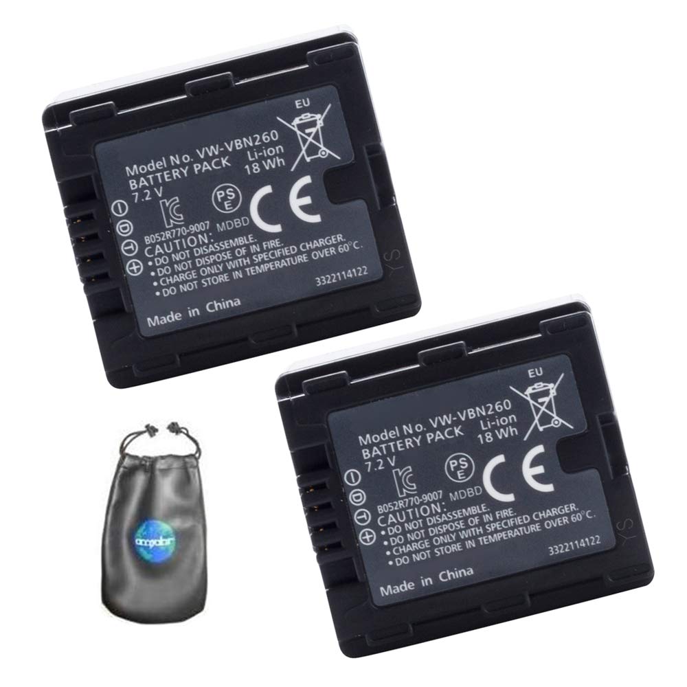 ValuePack (2 Count) Digital Replacement Camera & Camcorder Battery for Panasonic VW-VBN260 - Includes Lens Pouch | Compatible with Panasonic Lumix Cameras | Perfect for Travel Photography & Video Recording