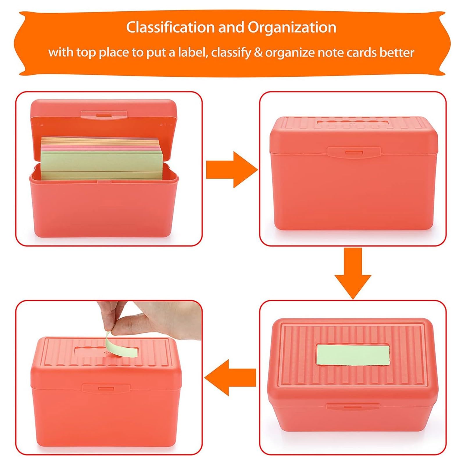 3 x 5 Inch Index Card Box - Durable Plastic Storage Organizer for Index Cards, Note Cards, Flashcards, Recipes & Addresses | Perfect for Office, School, Kitchen & Home Organization (Blue)