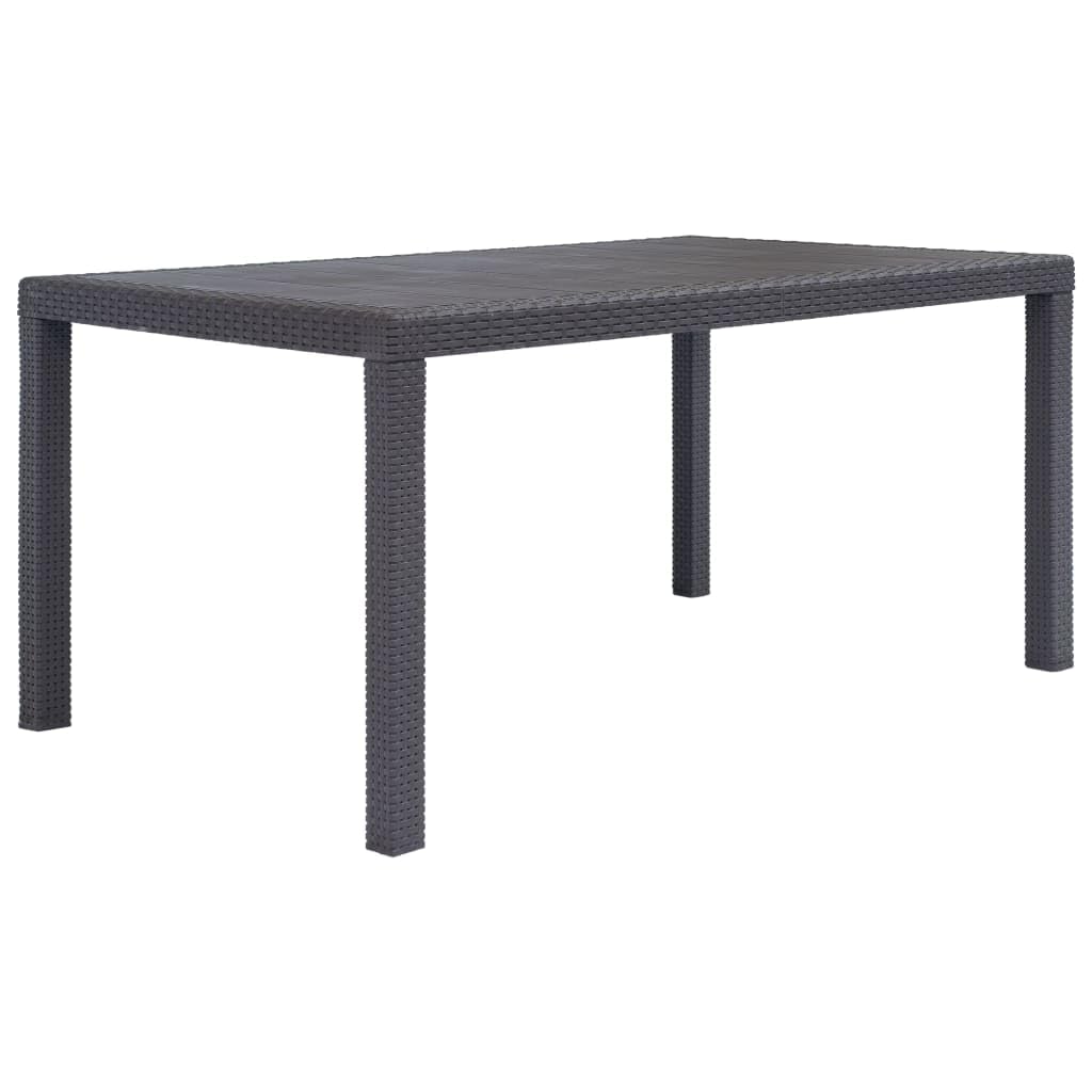 vidaXL Brown Plastic Patio Table with Rattan Look Design - Weather Resistant & Portable Outdoor Dining Table - Perfect for Garden, Patio, Balcony, Campsite & Backyard BBQ