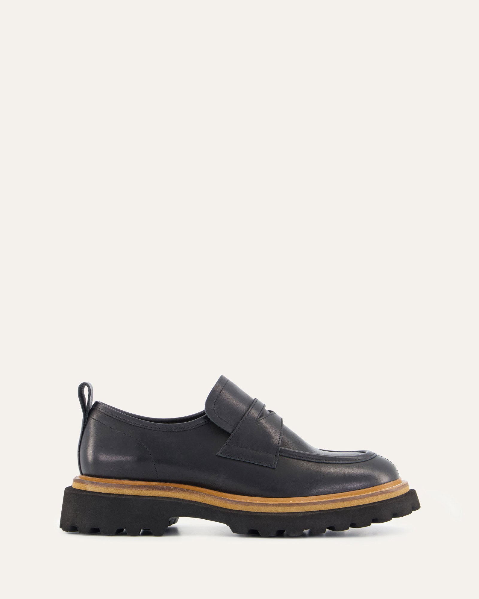 Black Leather OBI Loafers for Men - Comfortable & Stylish Slip-On Shoes for Business, Casual & Office Wear
