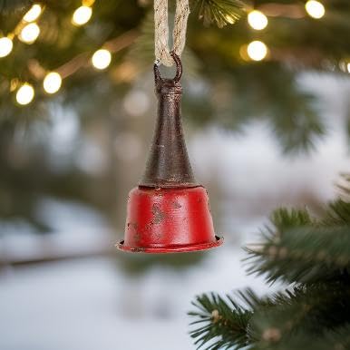 Rustic Red Metal Bell Ornament - Small Decorative Hanging Bells for Home, Garden, Christmas Tree & DIY Crafts