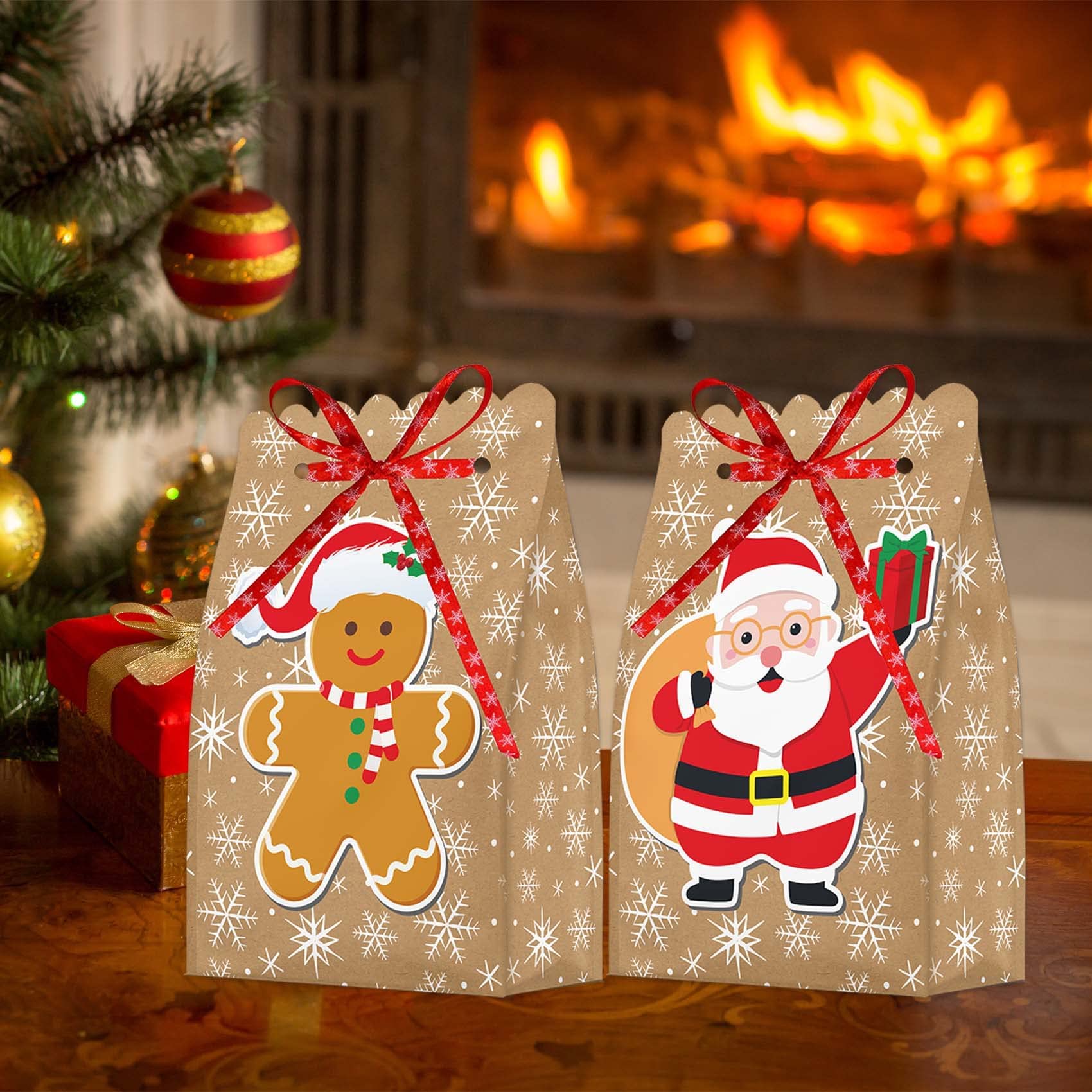 Funnlot Christmas Small Gift Boxes & Bags Bulk Set - Mini Holiday Candy Treat Bags, Party Favors, Stocking Stuffers for Xmas Gifts, Decorations (Perfect for Classroom Exchanges, Office Parties & Secret Santa)