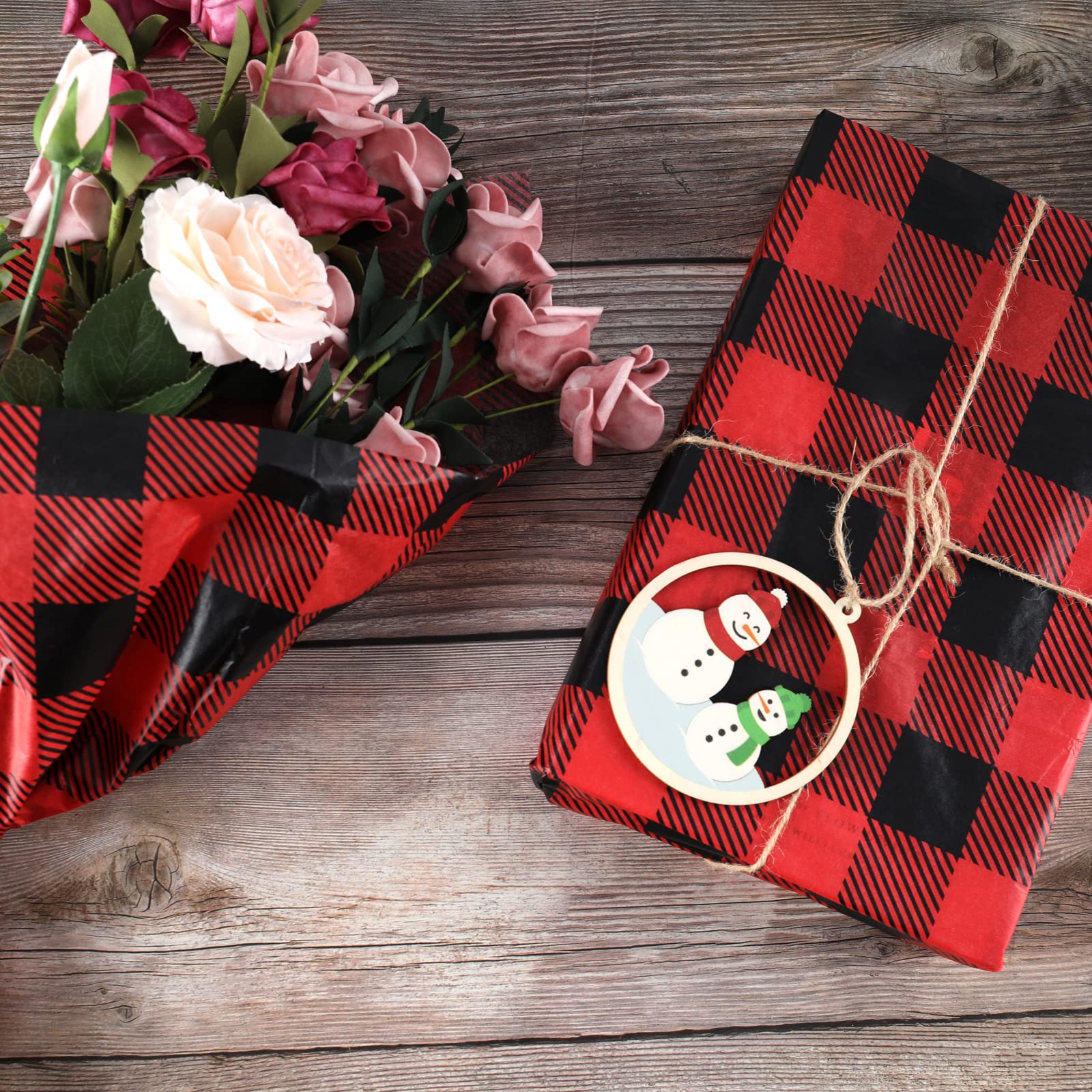 60 Sheet 20x20 Inch Large Buffalo Plaid Holiday Tissue Paper - Christmas Wrapping Paper for DIY Crafts, Rustic Gifts, Party Decorations | Perfect for Christmas Presents, Gift Bags, and Seasonal Home Decoration
