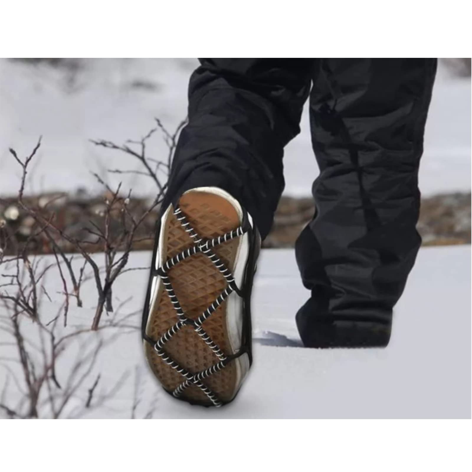 Anti-Slip Ice Cleats for Shoes & Boots - Winter Traction Crampons with Rubber Spikes for Snow & Ice Walking, Hiking, Climbing - Unisex Snow Grippers (2 Pack) - Perfect for Winter Outdoor Activities, Mountain Adventures, and Slippery Commutes