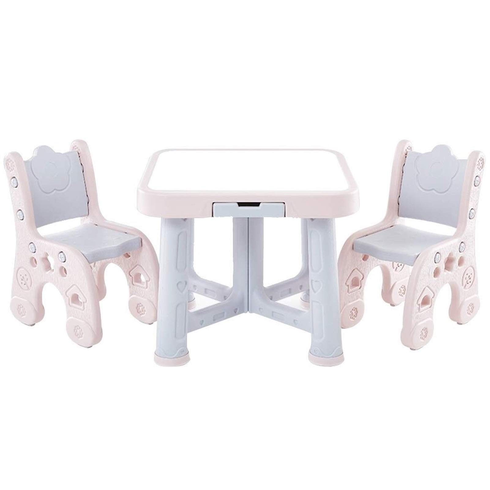 Kids Study Desk and Chair Set - Adjustable Plastic Children's Writing Table with Stool for Kindergarten, Preschool & Home Learning - Perfect for Homework, Drawing & Reading Activities