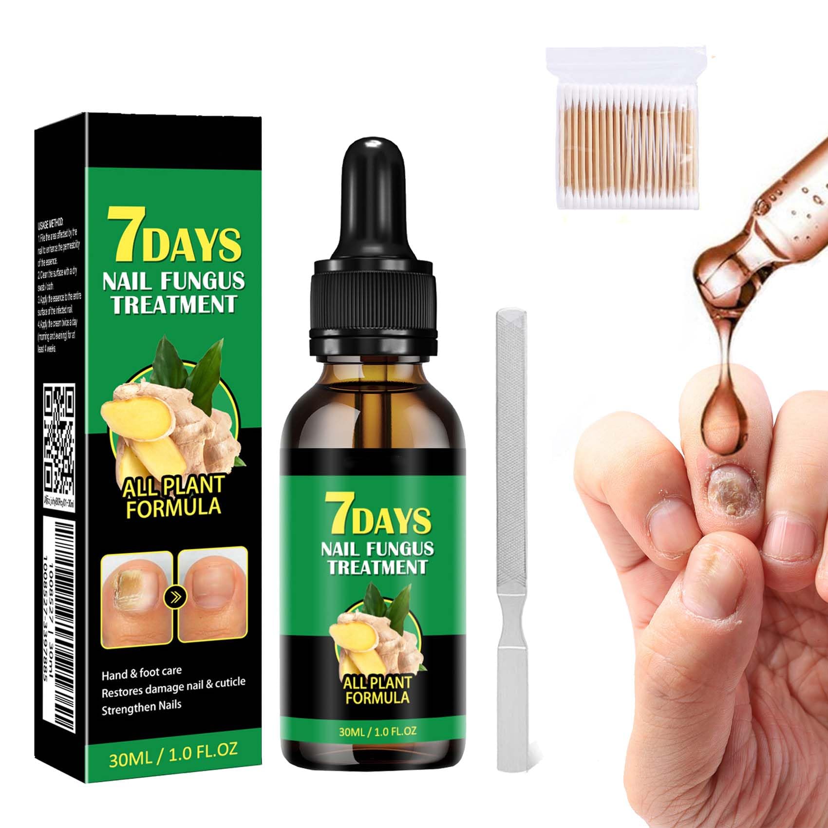 Hola Honey 7 Days Ginger Nail Serum - Natural Nail Growth Treatment & Repair for Strong Healthy Nails - Perfect for Dry Cracked Feet Care & Pedicure at Home