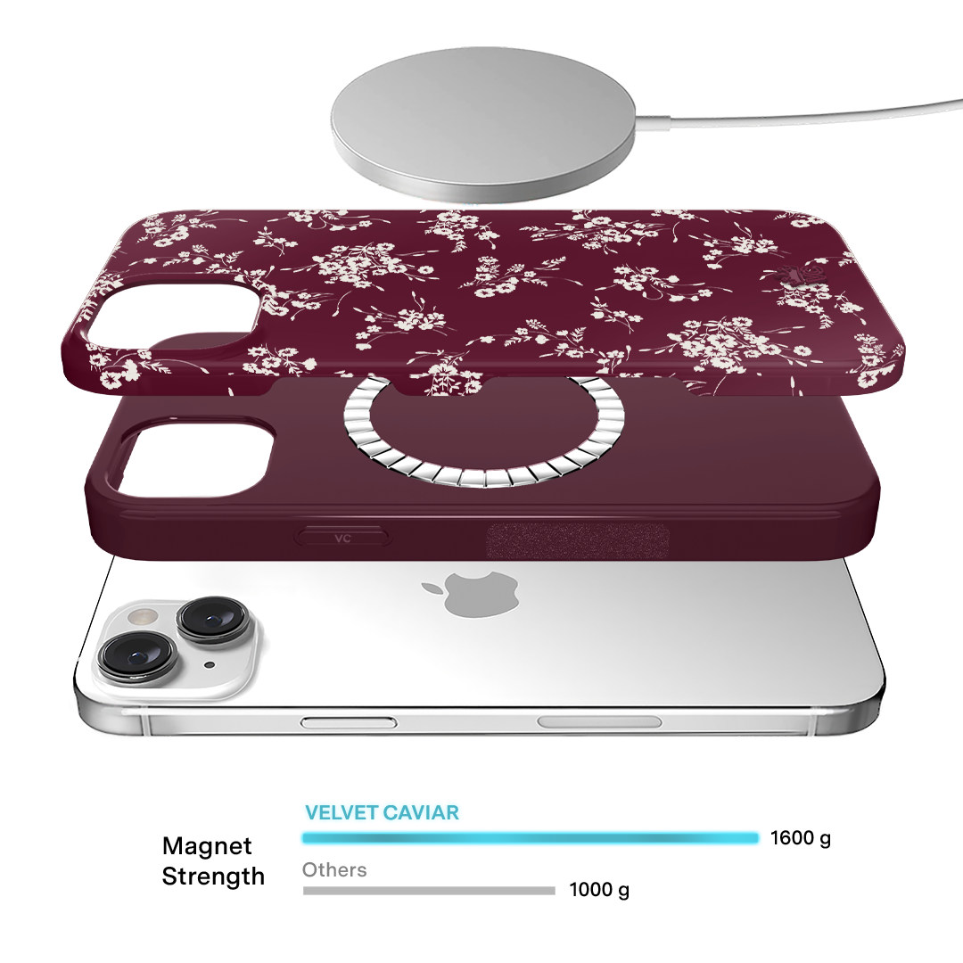 Elegant French Burgundy Floral iPhone Case - Stylish Protective Cover for iPhone 13/14/15 Pro Max - Perfect for Daily Use, Travel & Gift Giving