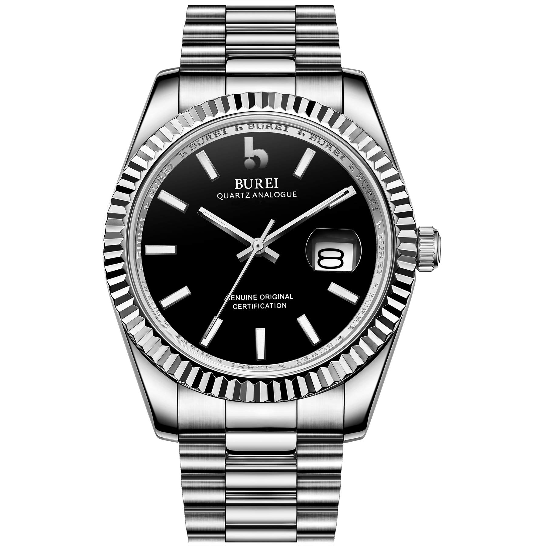 BUREI Luxury Men's Watches - Stainless Steel Analog Business Fashion Waterproof Watch for Men - Perfect Gift for Him - Ideal for Office, Formal Events & Everyday Wear
