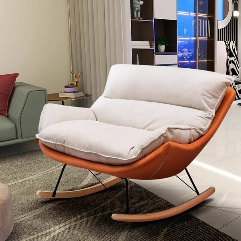 Comfortable Indoor Light Wood Rubberwood Spindle Rocking Chair - Scratch Resistant with Removable Cushions - Perfect for Nursery, Living Room & Relaxation